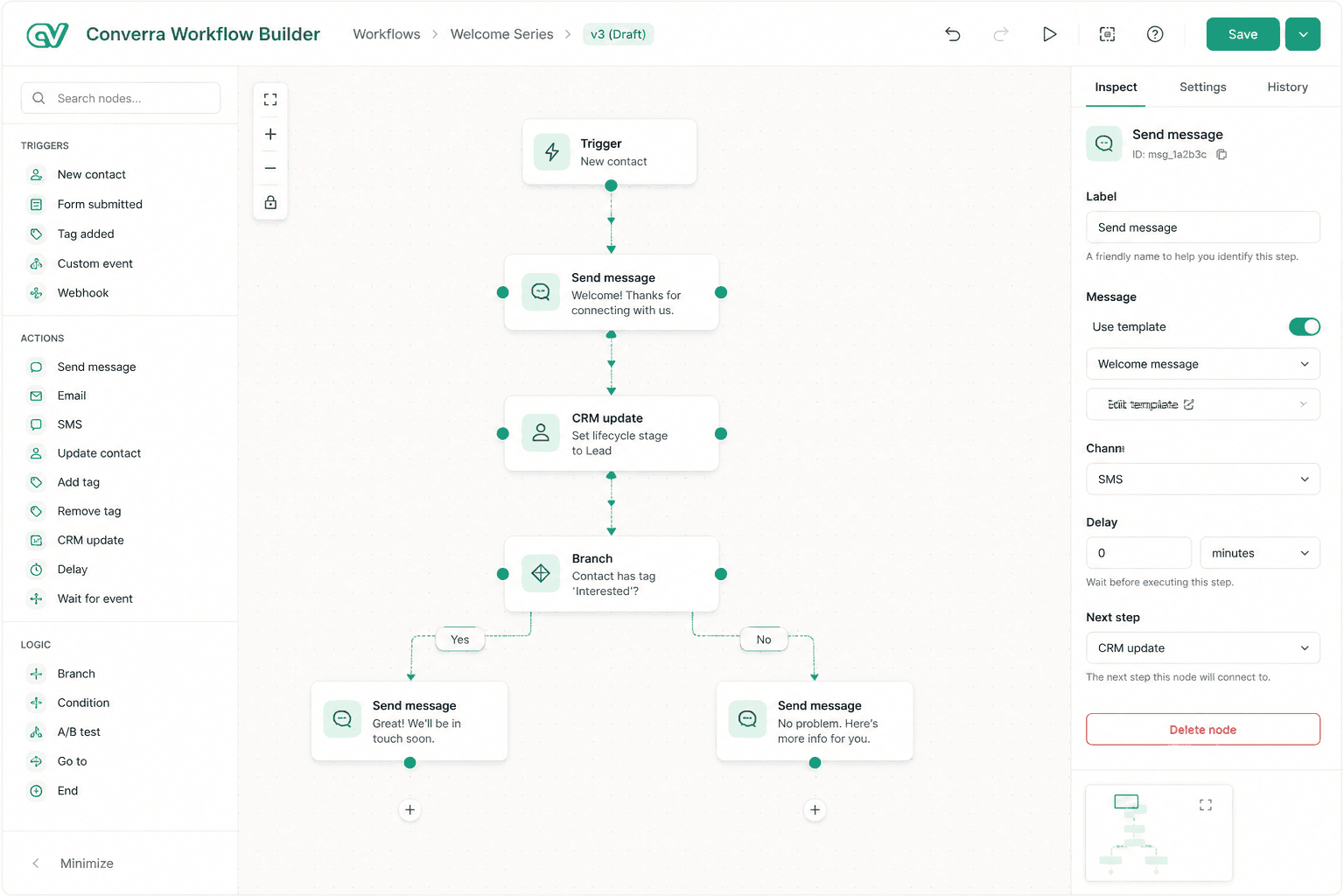 Visual automation that matches how you operate in Converra